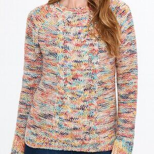 ❄️ LOFT Colorful Knit Crew Neck Cable Knit Sweater Size S